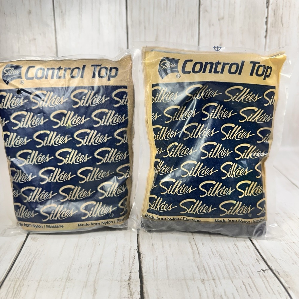 Silkies Control Top Pantyhose 070506 QUEEN‎ X-Large Barely Black Lot Of 2